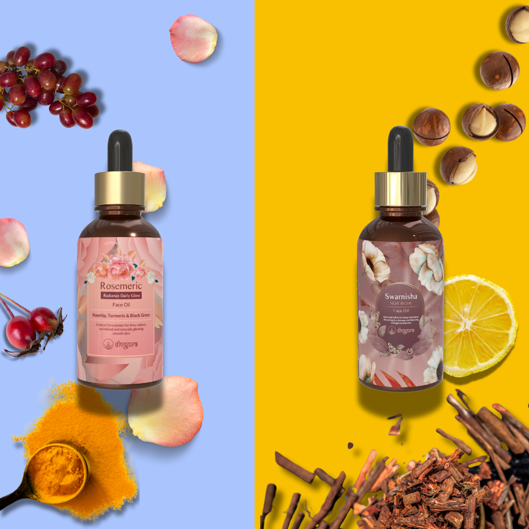 2 Face oil kit pack (50 ml each) with some of their ingredients. 